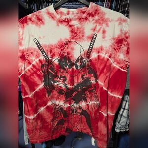 Marvel Deadpool Tie Dye Graphic Tee (Red/white, XL)
